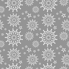 Naklejka na ściany i meble Vector abstract seamless snowflake pattern white and gray color