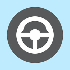 Steering wheel flat icon, round button, circular vector sign. Flat style design