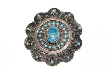Antique Pendant Brooch on White Background