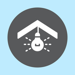 Ceiling light flat icon, round button, circular vector sign. Flat style design white pictogram