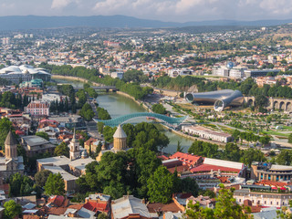 TBILISI, GEORGIA - Aug 20, 2015: Beautiful panoramic view of Tbilisi