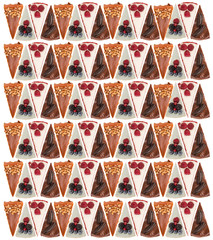 Fototapeta premium Pattern of different pies isolated over white