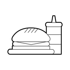 delicious burger with sauce bottle vector illustration design