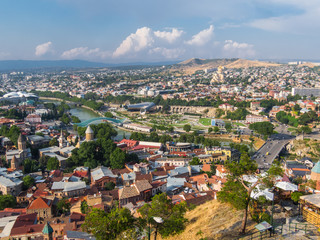 TBILISI, GEORGIA - Aug 20, 2015: Beautiful panoramic view of Tbilisi