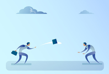 Business People Throwing Contract Document Teamwork Concept Flat Vector Illustration