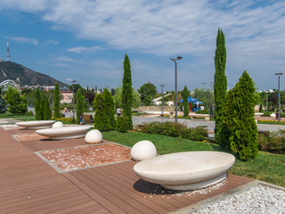 TBILISI, GEORGIA - Aug 20, 2015: Modern street furniture in the Park