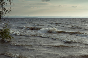 Storm waves on the river