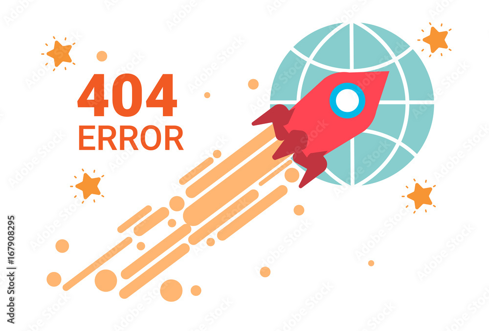 Poster error icon 404 not found broken message banner flat vector illustration