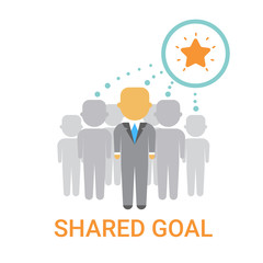 Shared Goal Businesspeople Team Cooperation Icon Business Banner Flat Vector Illustration