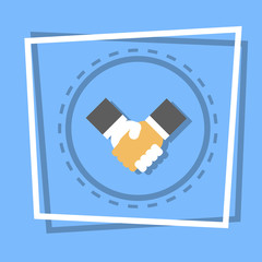 Handshake Icon Business Deal Agreement Concept Flat Vector Illustration