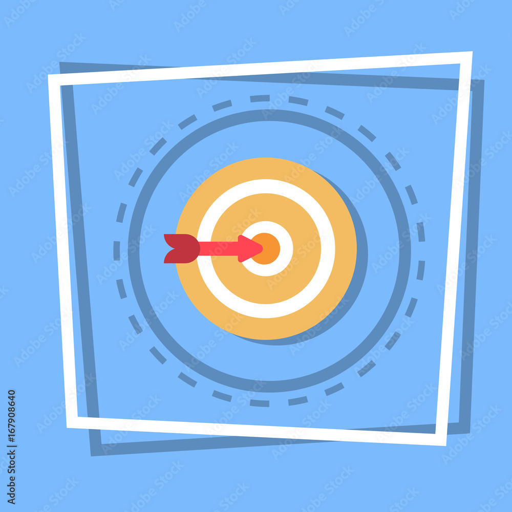 Poster arrow in target icon goal web button flat vector illustration