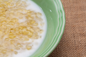 Sweet Mung Bean Porridge with Coconut Cream Dessert