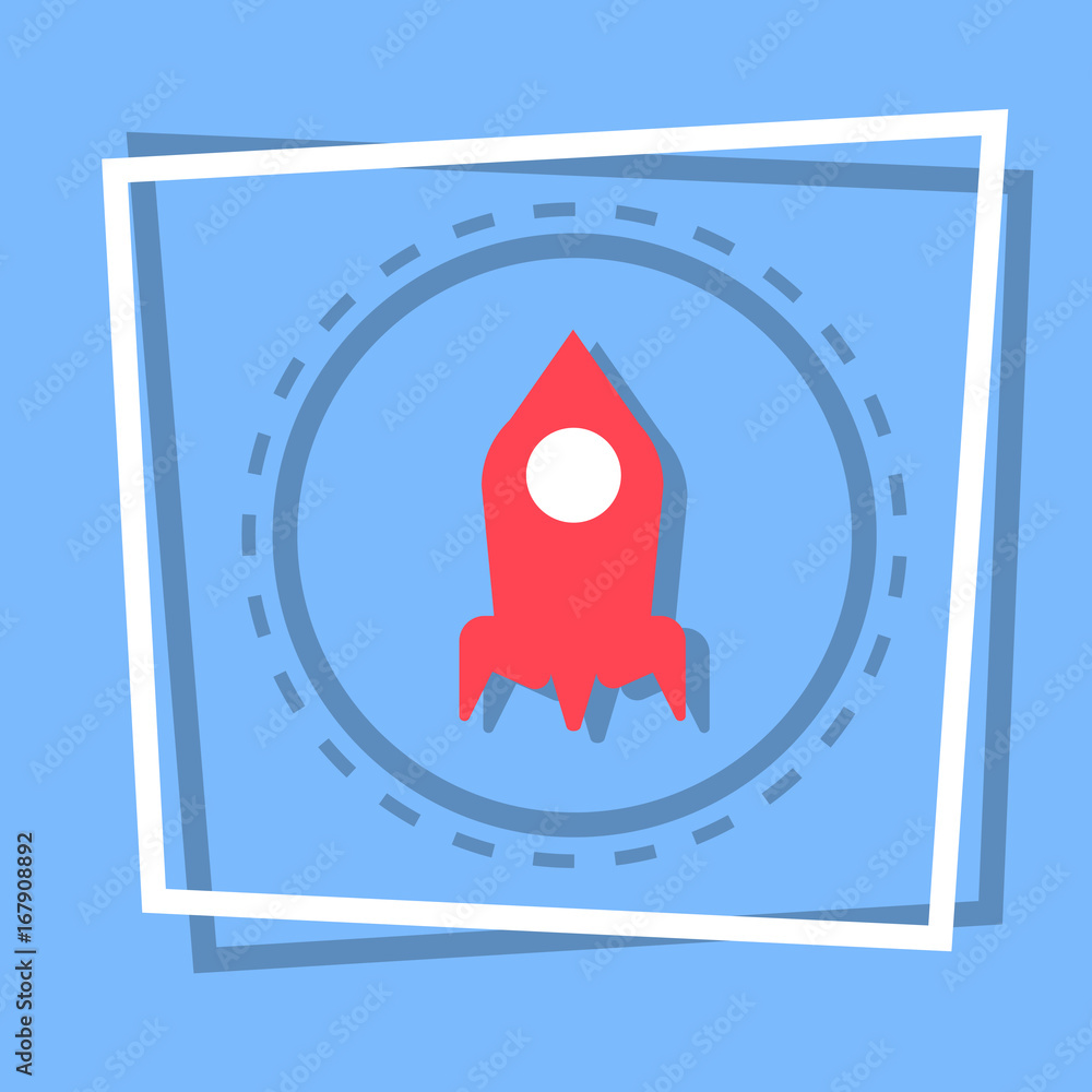 Poster rocket icon stat up web button flat vector illustration