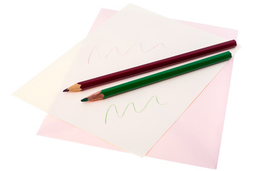 Color pencils on light background