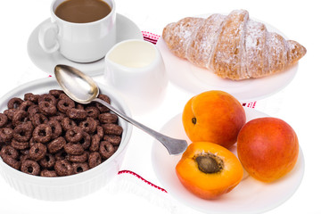 Chocolate ringlets with milk for breakfast