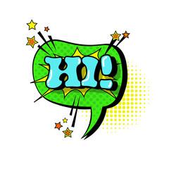 Comic Speech Chat Bubble Pop Art Style Hi xpression Text Icon Vector Illustration