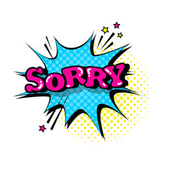 Comic Speech Chat Bubble Pop Art Style Sorry Expression Text Icon Vector Illustration