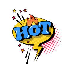 Comic Speech Chat Bubble Pop Art Style Hot Expression Text Icon Vector Illustration