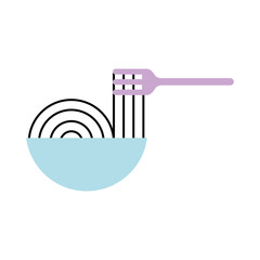 fork with Delicious spaghetti isolated icon vector illustration design