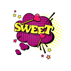 Comic Speech Chat Bubble Pop Art Style Sweet Expression Text Icon Vector Illustration