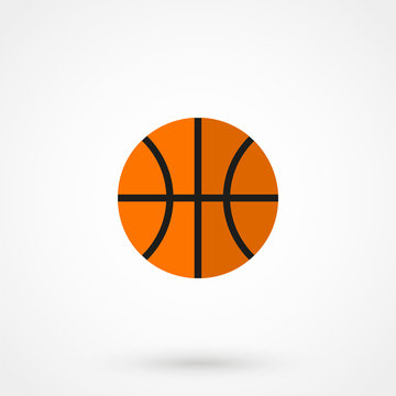 Basketball ball icon, vector illustration flat style design isolated on white. Colorful graphics