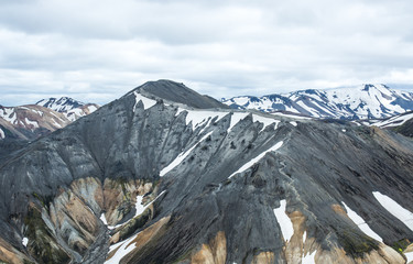 View on the beautifully colored mountain, volcano Blahnukur, Iceland