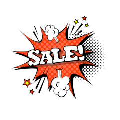 Comic Speech Chat Bubble Pop Art Style Sale Expression Text Icon Vector Illustration
