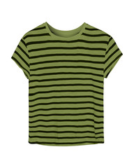 Dark khaki and black casual stripped tee shirt isolated on white