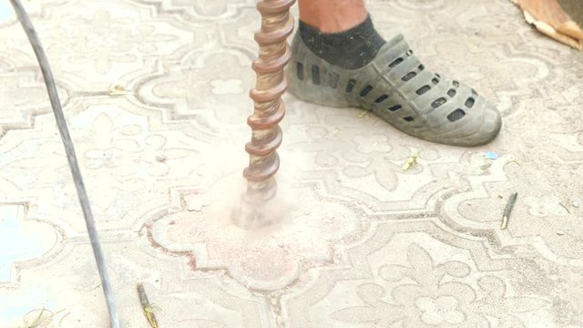 Drill During Operation. Closeup. drilling of the wells. 4k. Slow motion