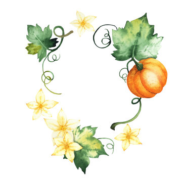 Watercolor pumpkin, hand-drawn isolated elements