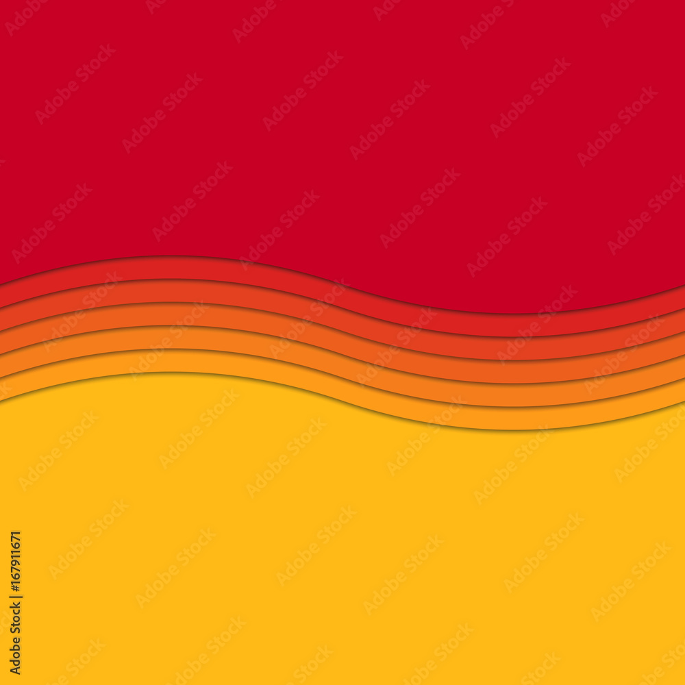 Poster Abstract wave background from curved stripe layers - wavy vector brochure design with 3d shadow effect
