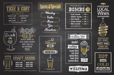 Fotobehang Alcohol bar menu, drinks, cocktails and spirits chalkboard menu © LP Design