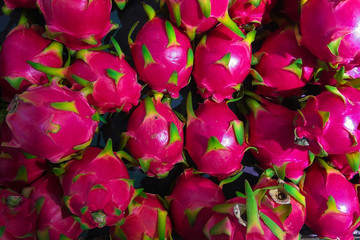 A lot of dragon fruit. Fresh fruit export from Asia