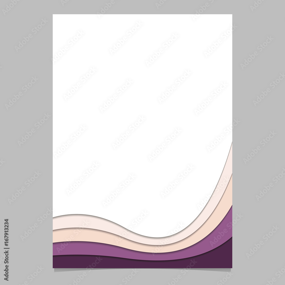 Poster page template from curved stripes - vector flyer design with 3d shadow effect