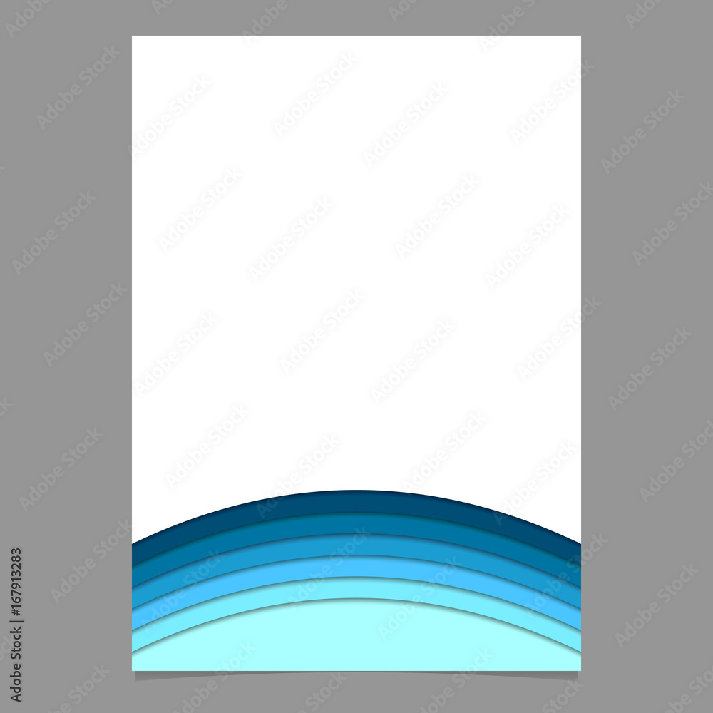 Poster abstract brochure template from blue curved stripes - vector document design with 3d shadow effect