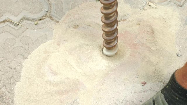 Drill During Operation. Closeup. drilling of the wells. 4k. Slow motion