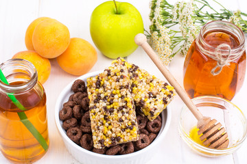 Multi cereal bars of muesli with fruit