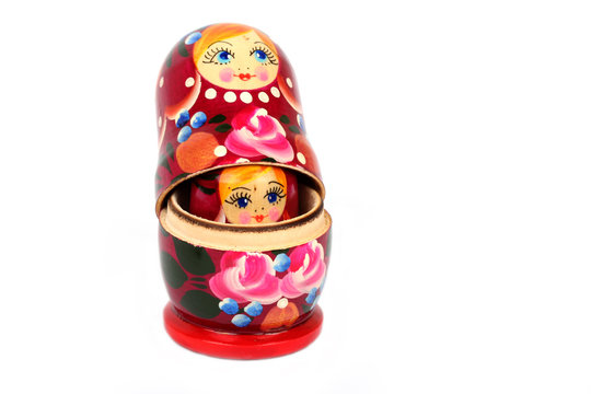 traditional Russian matryoshka doll on white background