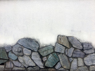 old stone and white cement wall background