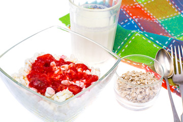 Dietary lunch of cottage cheese, oat