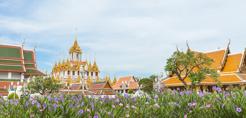 Naklejka premium Loha Prasat Metal Palace in Wat Ratchanatdaram Woravihara temple at Bangkok, Thailand