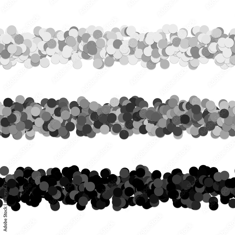 Poster repeatable dot pattern page dividing line design set - vector graphic elements from grey circles