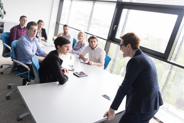 Group of young people meeting in startup office