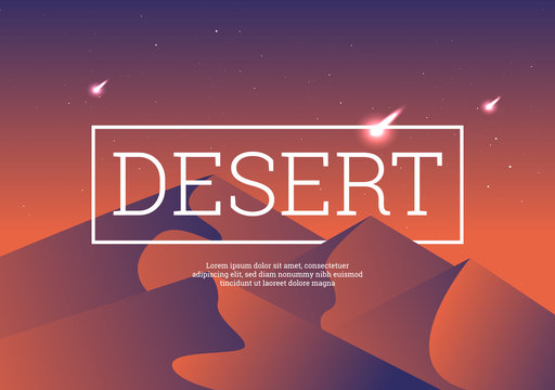 Desert landscape vector illustration.