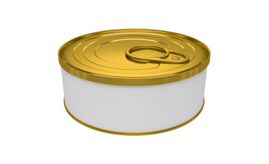 3D realistic render of white Blank Tin can Metal Tin Can, Canned Food. Ready For Your Design. Clipping path. Isolated on white background.