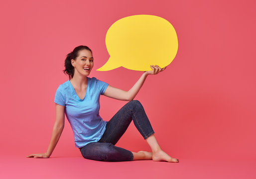 woman with cartoon speech