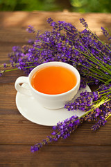 delicious green tea in a beautiful glass bowl on table