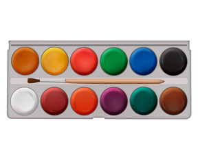 Watercolors for children. Paint for school. Paint for drawing