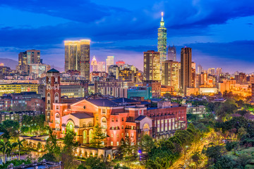 Obraz premium Tajpej, Tajwan Skyline