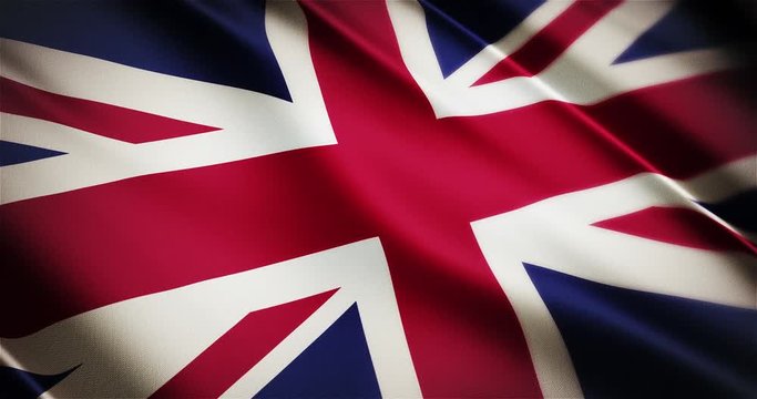 United Kingdom realistic national flag seamless looping waving animation